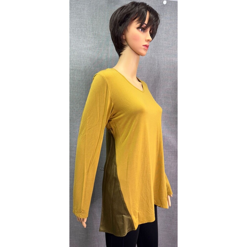 LOGO Lori Goldstein Mixed Material Long Sleeve Tunic Women's Size M